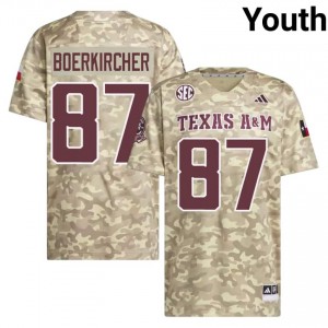Licensed Nate Boerkircher #87 TAMU Beige Jersey | Youth High School Football Stitched Fan Gear 75974911