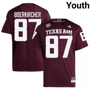 Top-Tier Nate Boerkircher #87 12th Man Maroon Jersey | Youth University Football Swen Fan Gear 49911817