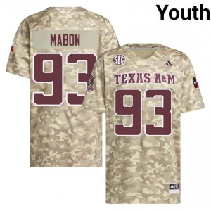 Nathan Mabon #93 Aggies Jersey | Elite Thread Beige University Football Youth Stitched 75184757
