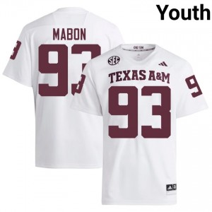 #93 Nathan Mabon TAMU White Jersey | Authentic Stitched Youth Player Football Gear 76042993