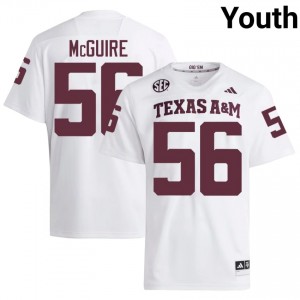 White Nelson McGuire #56 Aggies Jersey | Youth High School Football Moisture Wicking Stitched 68441914