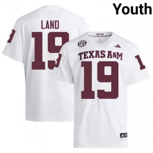 #19 Paxton Land TAMU White Jersey | Alumni Stitched Youth Player Football Gear 59089663