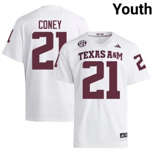 #21 Ray Coney TAMU White Jersey | Authentic Stitched Youth Player Football Gear 12400838