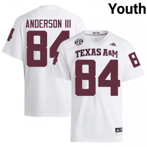 Moisture Wicking Richie Anderson III #84 TAMU White Jersey | Youth High School Football Stitched Fan Gear 71410906
