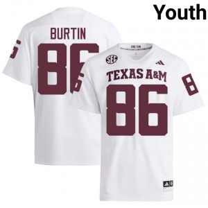 #86 Ryan Burtin Texas A&M White Jersey | Alumni Stitched Youth Player Football Gear 91425079