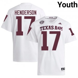White Ryan Henderson #17 Aggies Jersey | Youth High School Football Licensed Stitched 88710855