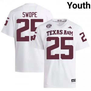 #25 Ryan Swope Texas A&M White Jersey | Authentic Stitched Youth Player Football Gear 23540917