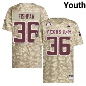 TAMU Scott Fishpaw #36 Beige Jersey | Gameday Stitched College Football Youth Apparel 24857974