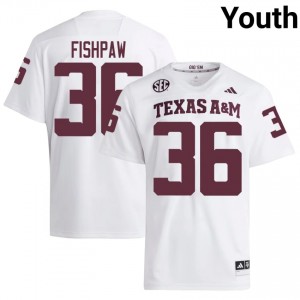 Scott Fishpaw #36 TAMU Jersey | Elite Thread White University Football Youth Stitched 17200148