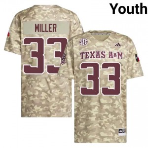 Moisture Wicking Storm Miller #33 Texas A&M Beige Jersey | Youth High School Football Stitched Fan Gear 15880852