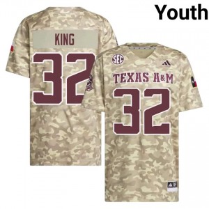 Beige Tank King #32 TAMU Jersey | Youth Player Football Authentic Stitched 26550568