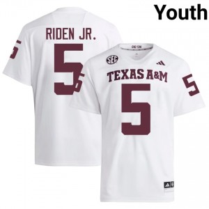 White Tiger Riden Jr. #5 Aggies Jersey | Youth High School Football Moisture Wicking Stitched 37923935