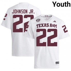 Tom Tom Johnson Jr. #22 TAMU Jersey | Gameday White College Football Youth Stitched 66453746