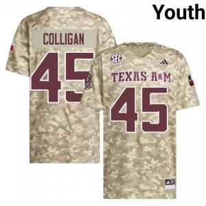 #45 Tommy Colligan Texas A&M Beige Jersey | Genuine Stitched Youth NCAA Football Gear 77996670