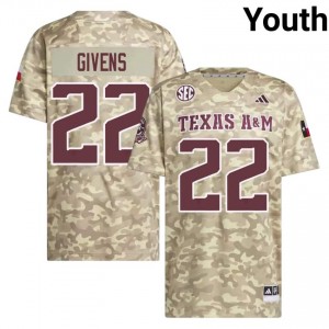 Aggies Tristian Givens #22 Beige Jersey | Iconic Stitched College Football Youth Apparel 49831180