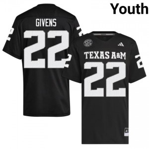 #22 Tristian Givens Texas Aggies Black Jersey | Essential Swen Youth NCAA Football Gear 33255864