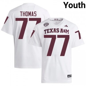 Elite Thread Tyler Thomas #77 Aggies White Jersey | Youth University Football Stitched Fan Gear 84068218