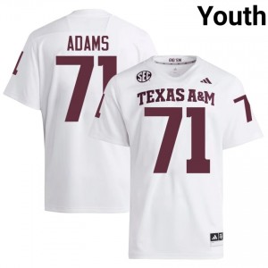 Tyree Adams #71 TAMU Jersey | Iconic White College Football Youth Stitched 70154436