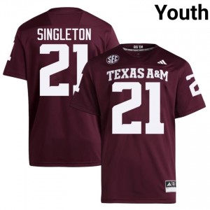 Durable Vic Singleton #21 Aggies Maroon Jersey | Youth University Football Swen Fan Gear 80822793
