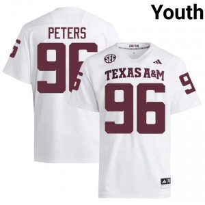Officially Licensed Waylon Peters #96 Aggies White Jersey | Youth University Football Stitched Fan Gear 76309869