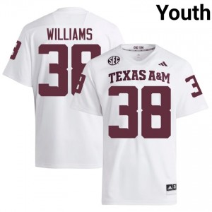 Elite Thread Whitaker Williams #38 TAMU White Jersey | Youth University Football Stitched Fan Gear 55694283