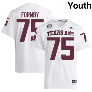 #75 Wilkin Formby Aggies White Jersey | Authentic Stitched Youth Player Football Gear 89241272