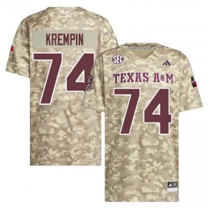 Zaden Krempin #74 Texas A&M Aggies Jersey | Officially Licensed Beige University Football Men Embroidery 31655532