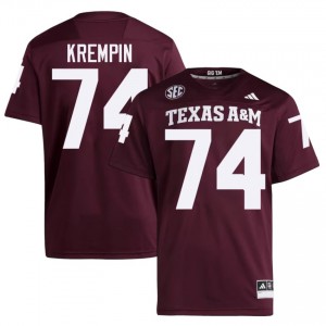 Maroon Zaden Krempin #74 Aggies Jersey | Men High School Football Fresh Stitched 11902708